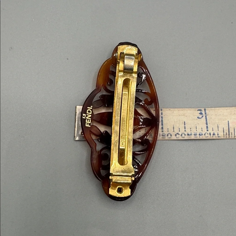 FENDI Vintage Tortoiseshell Hair Clip – Logo Stamped
